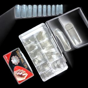 Tipsuri unghii 500 buc. patrate transparente cant mare