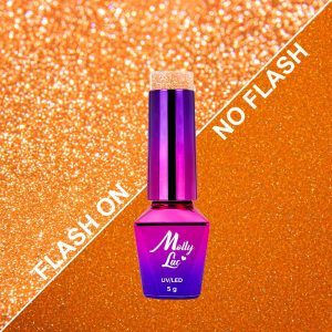 Oja UV semipermanenta MollyLac Flashing Neon- fara Hema - 5ml Nr. 642 - PORTOCALIU