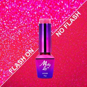 Oja UV semipermanenta MollyLac Flashing Neon- fara Hema - 5ml Nr. 644 - ROZ