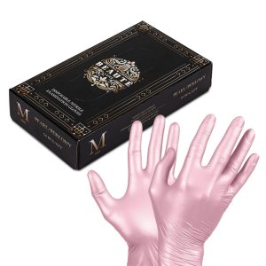Mănuși protecție de unică folosință din nitril - M roz perla 50buc.