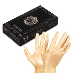 Mănuși protecție de unică folosință din nitril - M auriu 50buc.