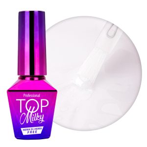 Top coat Milky MollyLac alb laptos fara degresare Free HEMA/Di-HEMA, 10gr.