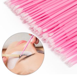 Microaplicatoare / Microbrush pentru gene set 100buc. roz