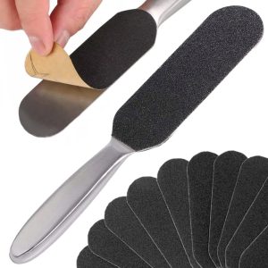 Pilă pedichiură cu 10 inserții înlocuibile 24,8 cm metal argintiu