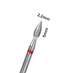 Bit diamantat pentru cuticula si exces de tesut epitelial - rosu 5x2,2mm