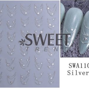 Abtibild Sticker Unghii SWA 110 Argintiu