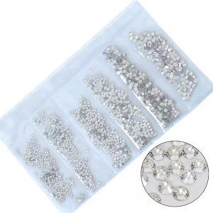 Strasuri pietricele cristale 6 marimi argintii 1440pcs.