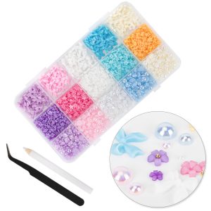 Decorațiuni unghii funde flori perle BKHZ-006