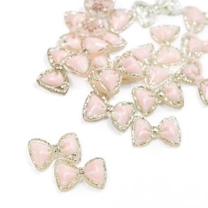 Decorațiuni unghii 3D cu fundă aurie roz 20 buc.