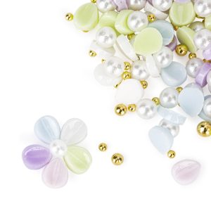 Decorațiuni unghii flori acrilice si bilute Molly Nails mix de culori 150 bucăți Nr. 2