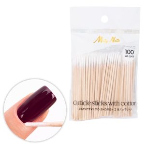 Bețișoare de bumbac din lemn Molly Nails cu vârf de bumbac 7 cm 100 buc