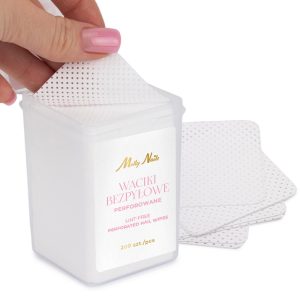 Dischete perforate anti-praf Molly Nails albe 5x5 cm 200 buc.