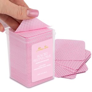 Dischete perforate anti-praf Molly Nails roz 5x5 cm 200 buc.