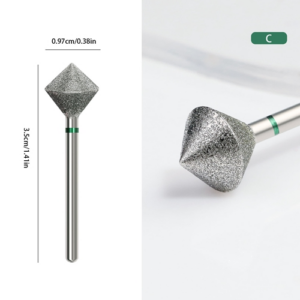 Bit diamantat profesional pentru finisare și contur perfect al unghiei verde