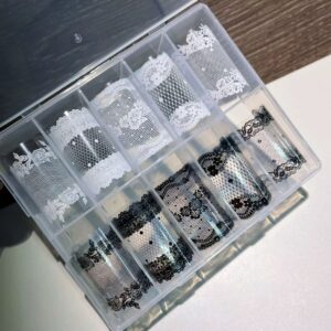 Folie transfer dantela negru si alb set 10 - M-414